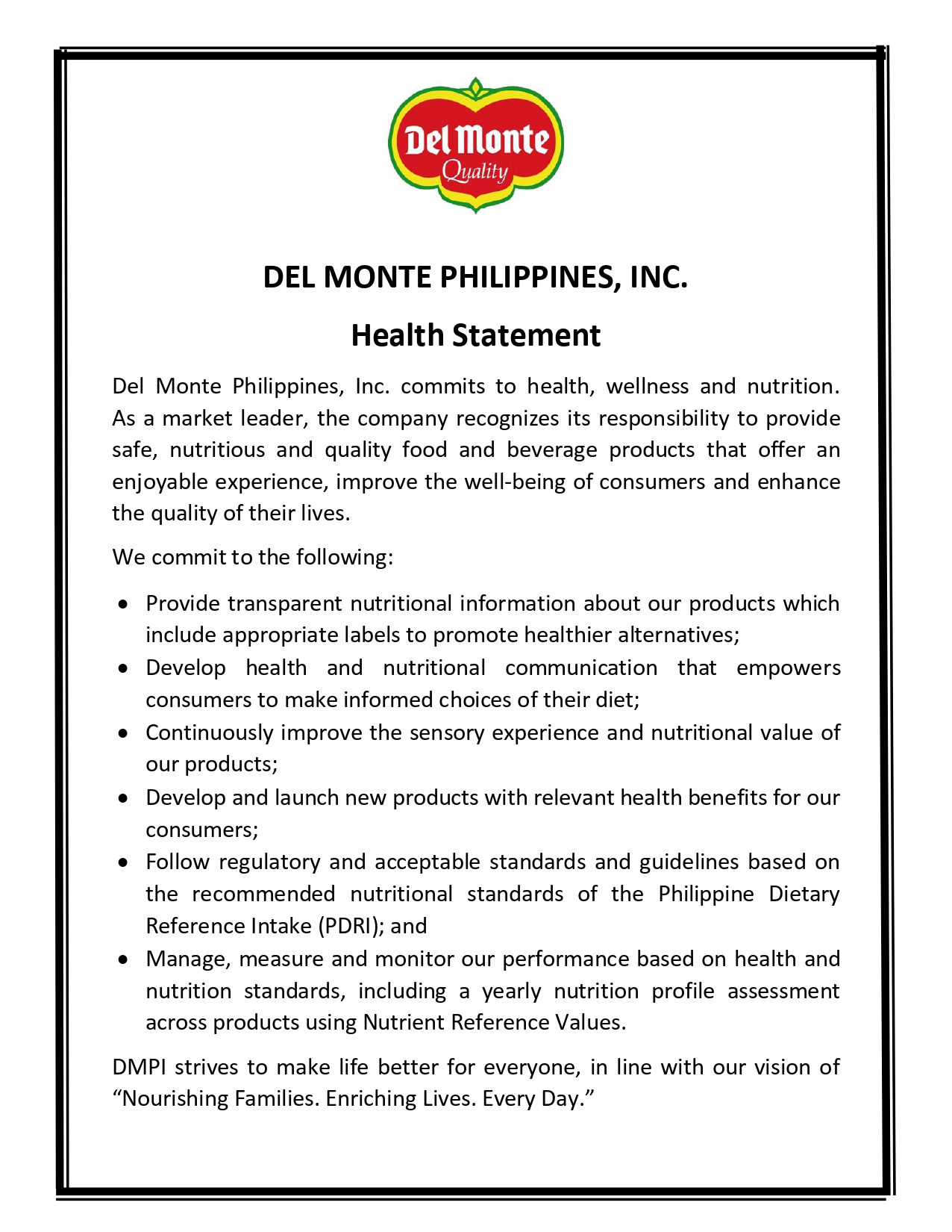 Del Monte Philippines Corporate Governance Policies